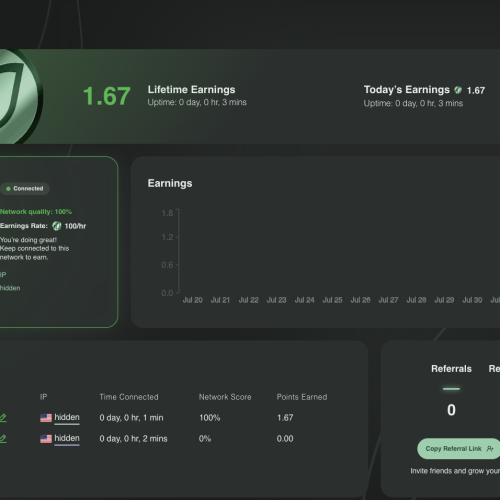 Making passive income with grass and wynd network dashboard earnings