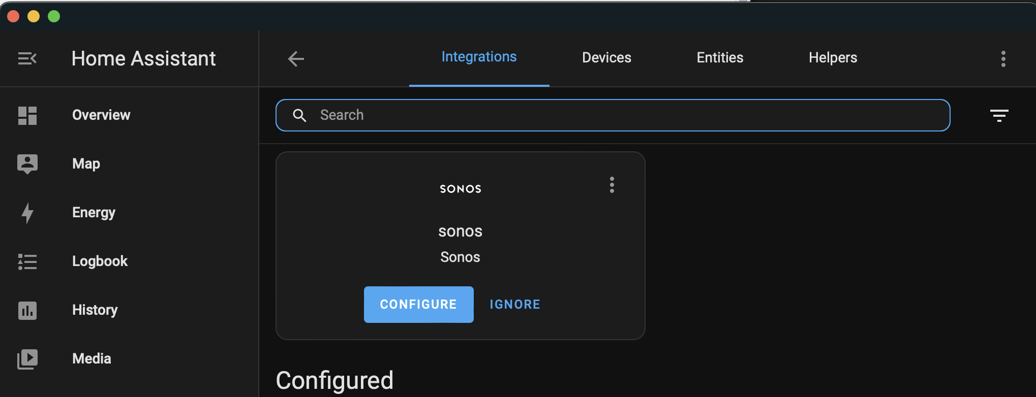 Connecting sonos to home assistant discovered